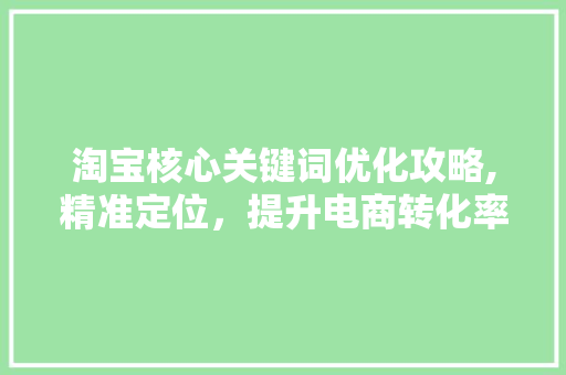 淘宝核心关键词优化攻略,精准定位，提升电商转化率