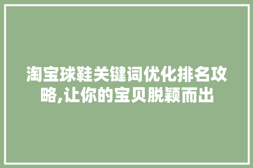 淘宝球鞋关键词优化排名攻略,让你的宝贝脱颖而出