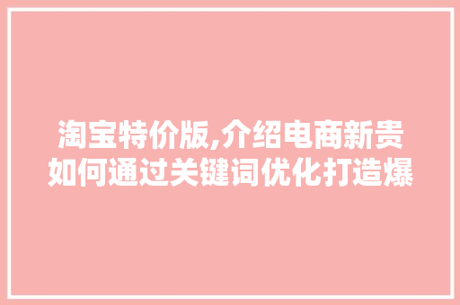 淘宝特价版,介绍电商新贵如何通过关键词优化打造爆款