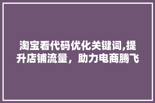 淘宝看代码优化关键词,提升店铺流量，助力电商腾飞