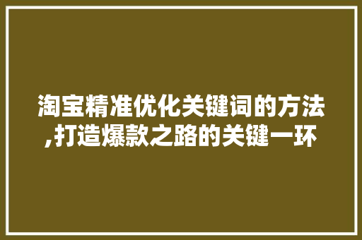 淘宝精准优化关键词的方法,打造爆款之路的关键一环 市场营销范文