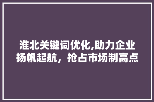 淮北关键词优化,助力企业扬帆起航，抢占市场制高点