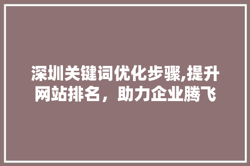 深圳关键词优化步骤,提升网站排名，助力企业腾飞