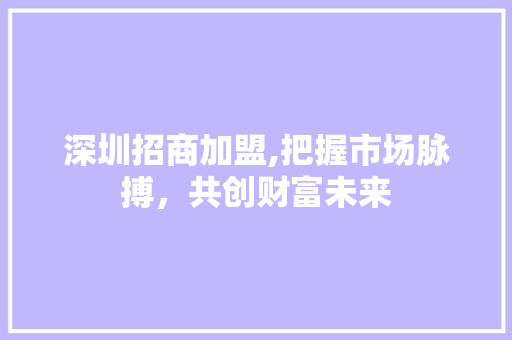 深圳招商加盟,把握市场脉搏，共创财富未来