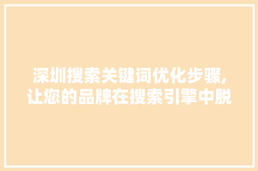 深圳搜索关键词优化步骤,让您的品牌在搜索引擎中脱颖而出