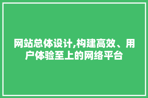 网站总体设计,构建高效、用户体验至上的网络平台
