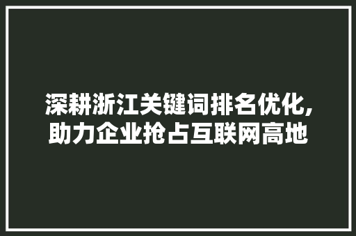 深耕浙江关键词排名优化,助力企业抢占互联网高地