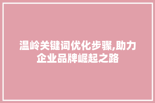 温岭关键词优化步骤,助力企业品牌崛起之路