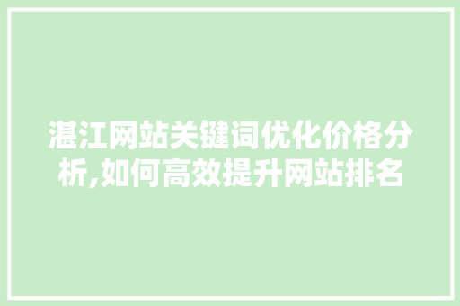 湛江网站关键词优化价格分析,如何高效提升网站排名