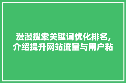 漫漫搜索关键词优化排名,介绍提升网站流量与用户粘性的秘密武器