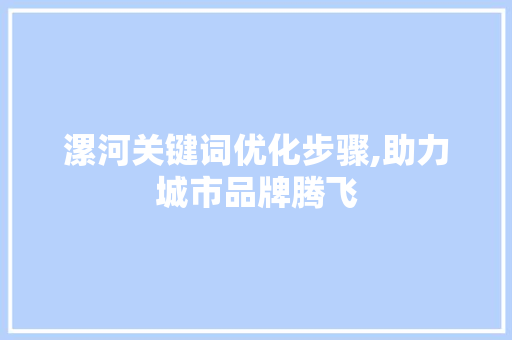 漯河关键词优化步骤,助力城市品牌腾飞