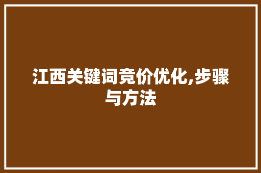 江西关键词竞价优化,步骤与方法