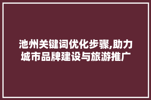 池州关键词优化步骤,助力城市品牌建设与旅游推广