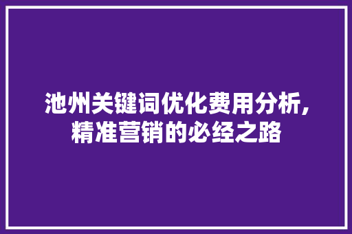 池州关键词优化费用分析,精准营销的必经之路
