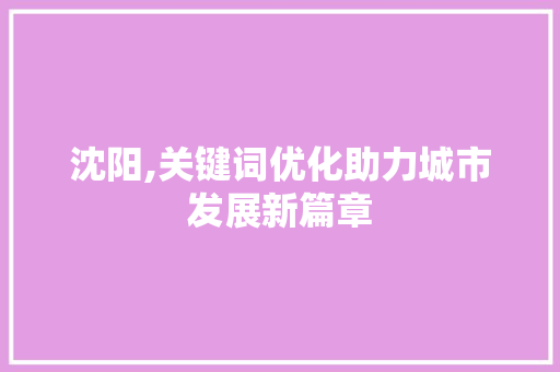 沈阳,关键词优化助力城市发展新篇章