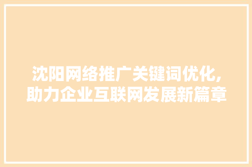 沈阳网络推广关键词优化,助力企业互联网发展新篇章 项目报告