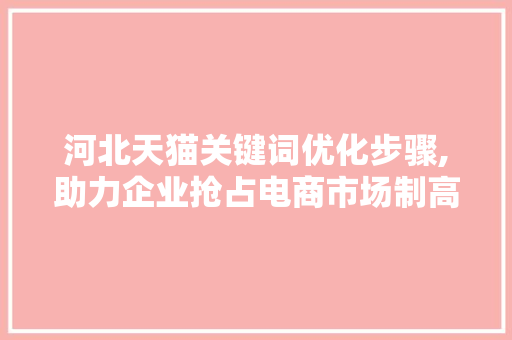 河北天猫关键词优化步骤,助力企业抢占电商市场制高点