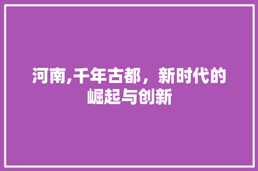 河南,千年古都，新时代的崛起与创新