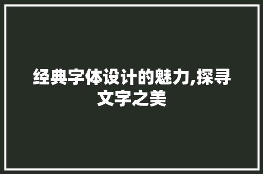 经典字体设计的魅力,探寻文字之美