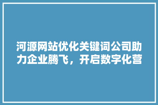 河源网站优化关键词公司助力企业腾飞，开启数字化营销新篇章