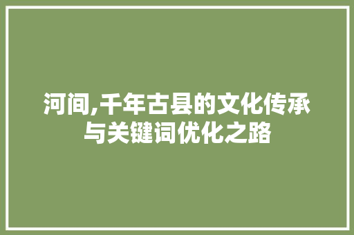 河间,千年古县的文化传承与关键词优化之路