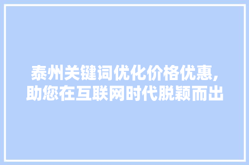 泰州关键词优化价格优惠,助您在互联网时代脱颖而出