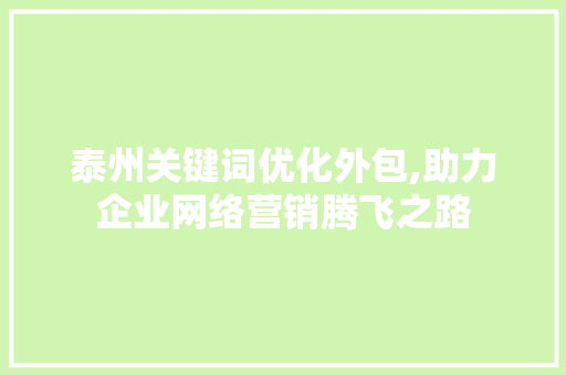 泰州关键词优化外包,助力企业网络营销腾飞之路