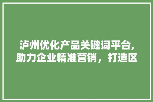泸州优化产品关键词平台,助力企业精准营销，打造区域品牌新标杆