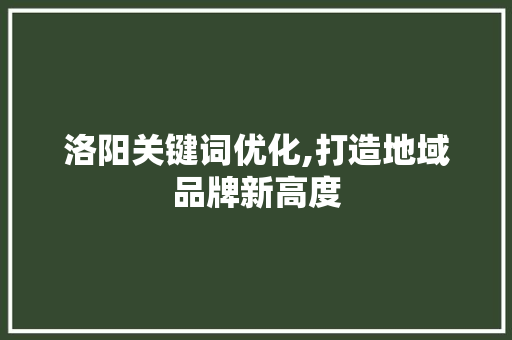 洛阳关键词优化,打造地域品牌新高度