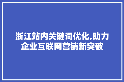 浙江站内关键词优化,助力企业互联网营销新突破