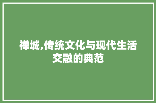 禅城,传统文化与现代生活交融的典范