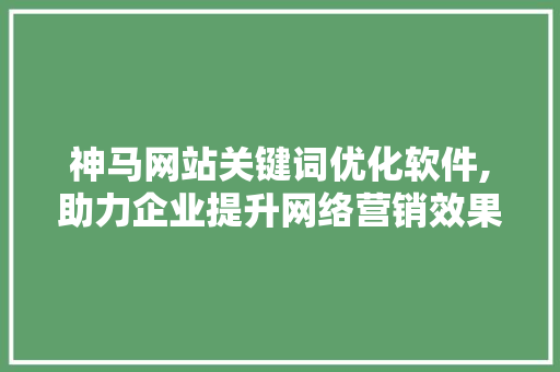 神马网站关键词优化软件,助力企业提升网络营销效果