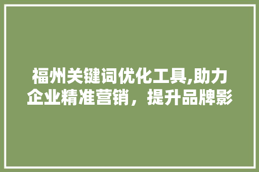 福州关键词优化工具,助力企业精准营销，提升品牌影响力