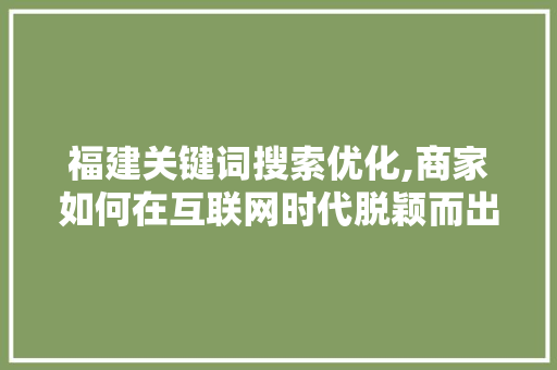 福建关键词搜索优化,商家如何在互联网时代脱颖而出