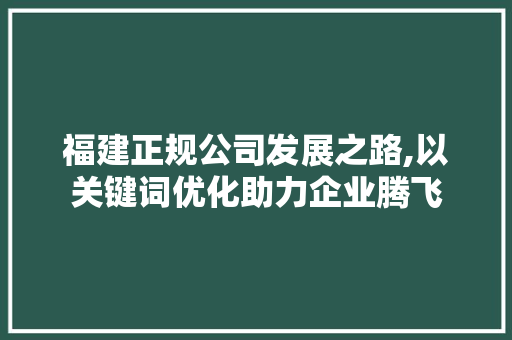 福建正规公司发展之路,以关键词优化助力企业腾飞