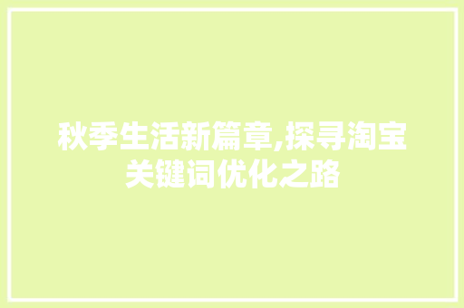 秋季生活新篇章,探寻淘宝关键词优化之路