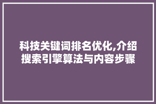 科技关键词排名优化,介绍搜索引擎算法与内容步骤