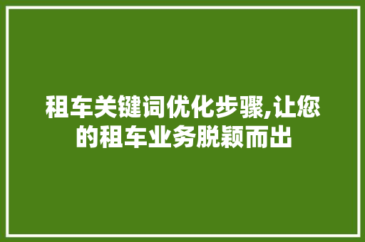 租车关键词优化步骤,让您的租车业务脱颖而出