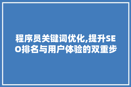程序员关键词优化,提升SEO排名与用户体验的双重步骤