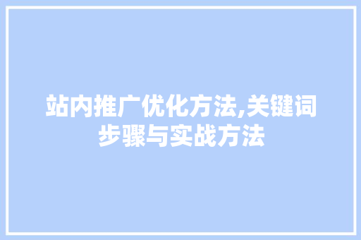 站内推广优化方法,关键词步骤与实战方法