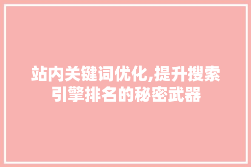 站内关键词优化,提升搜索引擎排名的秘密武器
