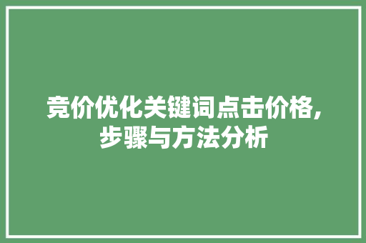 竞价优化关键词点击价格,步骤与方法分析