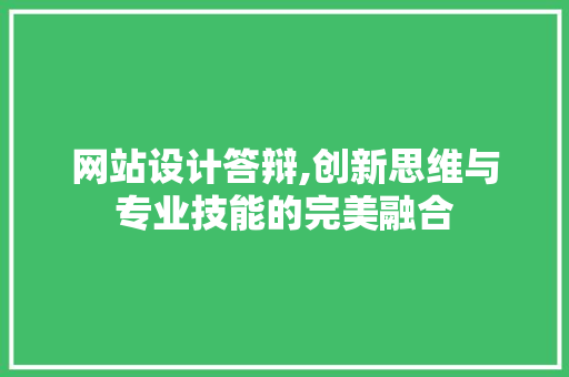 网站设计答辩,创新思维与专业技能的完美融合