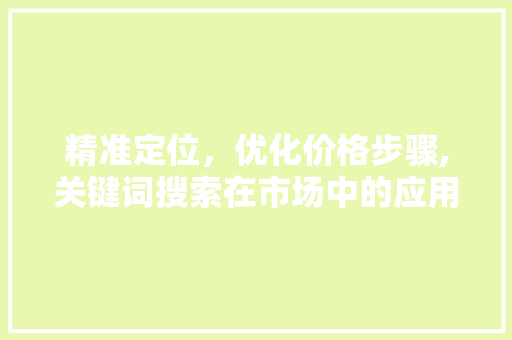 精准定位，优化价格步骤,关键词搜索在市场中的应用与方法