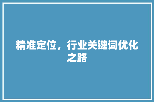 精准定位，行业关键词优化之路
