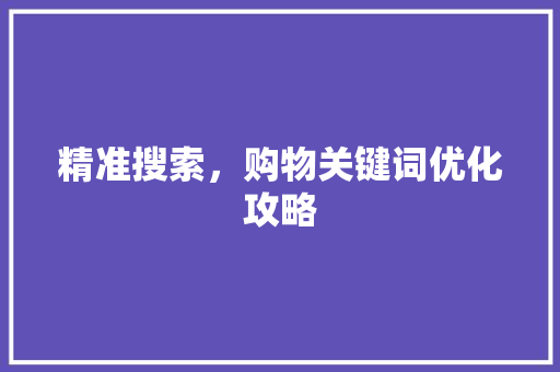 精准搜索，购物关键词优化攻略