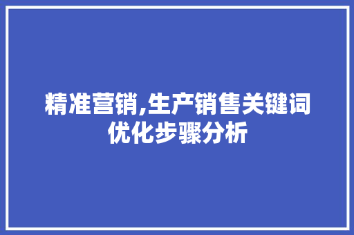 精准营销,生产销售关键词优化步骤分析