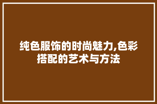 纯色服饰的时尚魅力,色彩搭配的艺术与方法