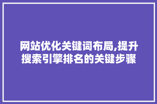 网站优化关键词布局,提升搜索引擎排名的关键步骤