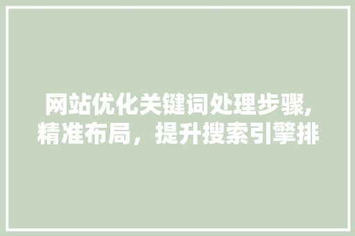 网站优化关键词处理步骤,精准布局，提升搜索引擎排名 后端技术